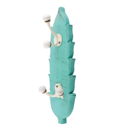 Sea Green And Cream Double Loop Ceramic Iron Wooden Hooks